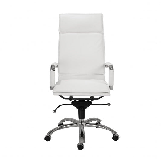 26.38" X 27.56" X 45.87" High Back Office Chair in White with Chromed Steel Base - AFS