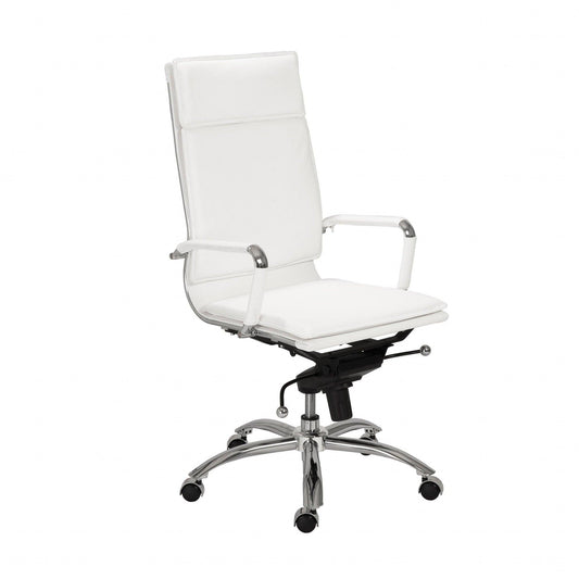 26.38" X 27.56" X 45.87" High Back Office Chair in White with Chromed Steel Base - AFS