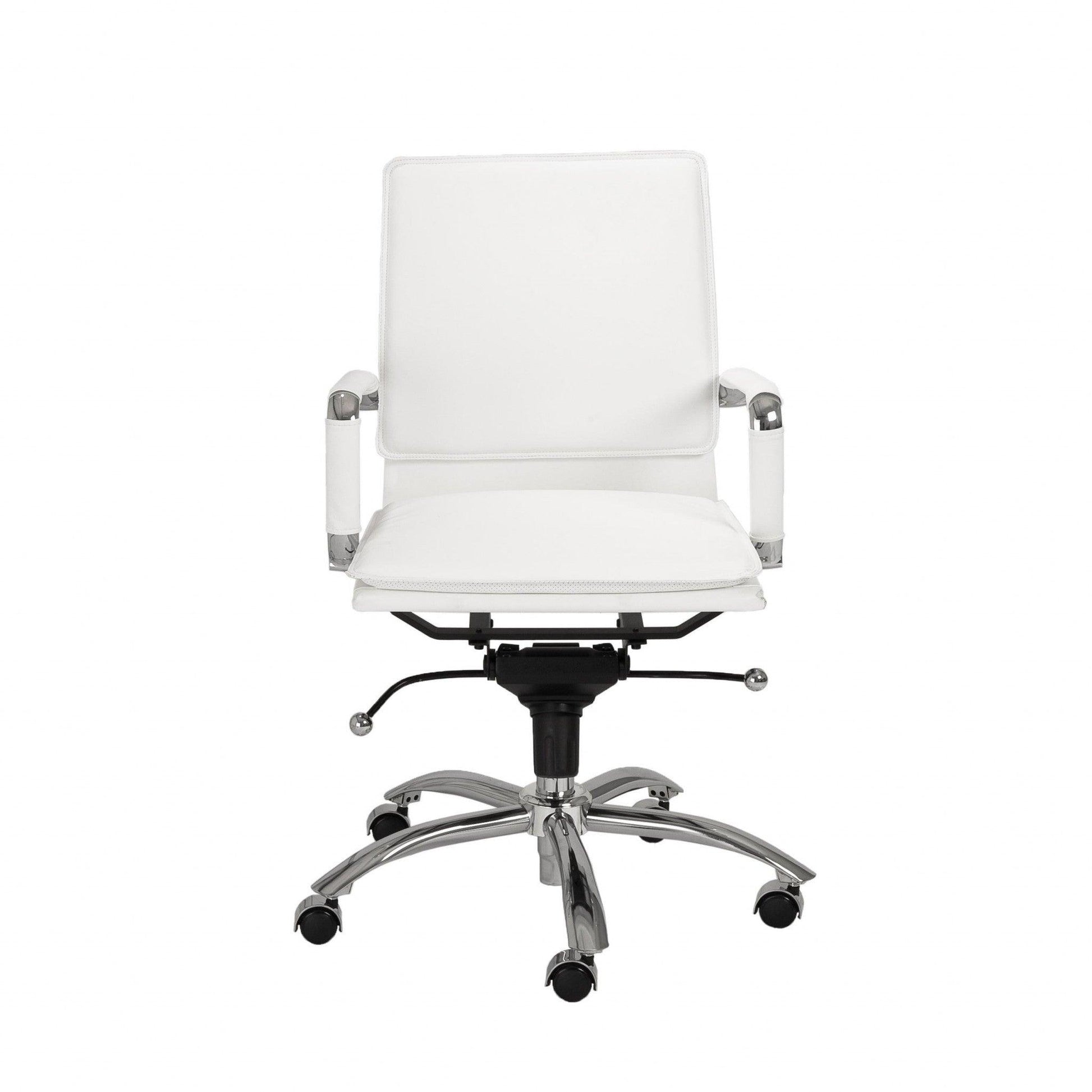 25.99" X 26.78" X 38.39" Low Back Office Chair in White with Chromed Steel Base - AFS