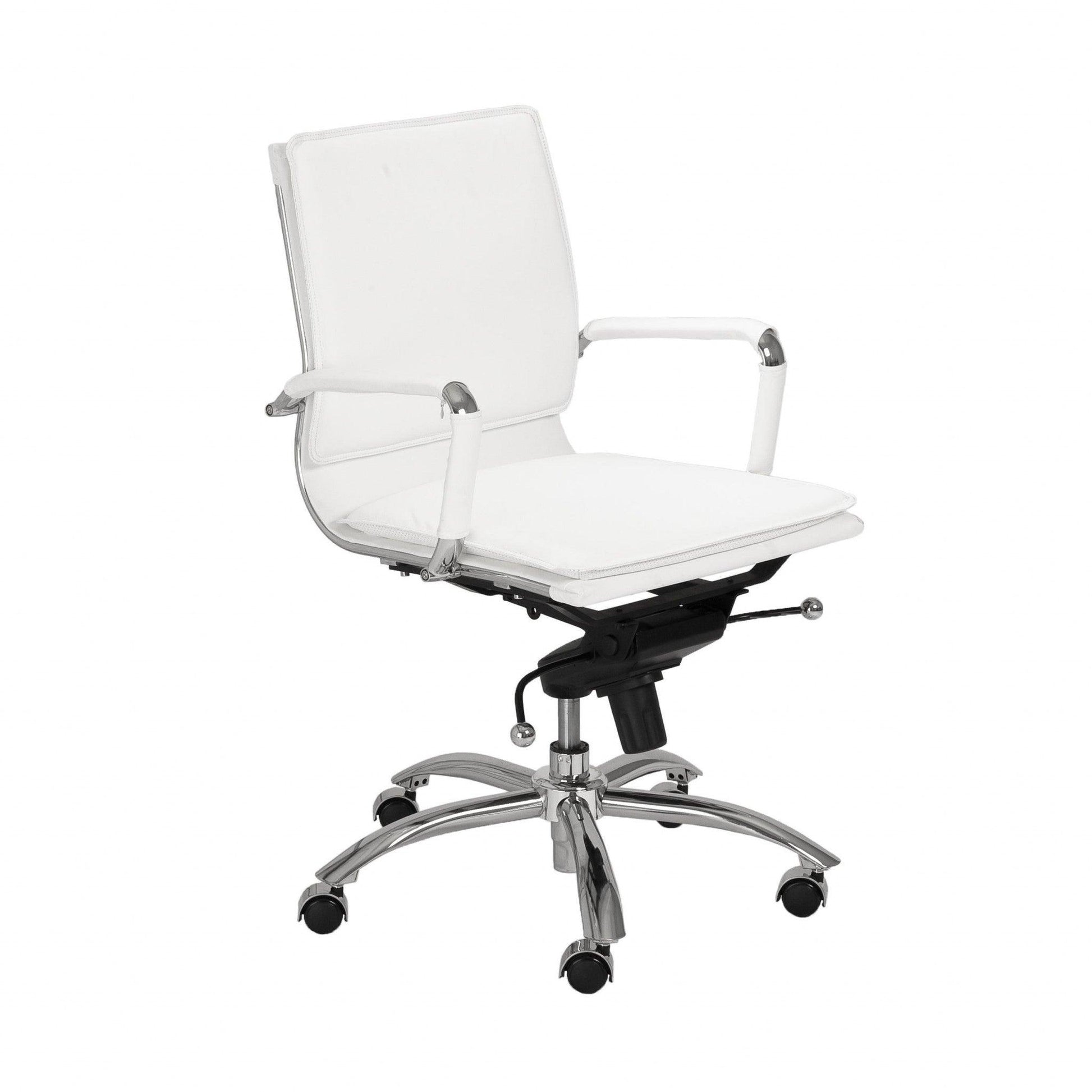 25.99" X 26.78" X 38.39" Low Back Office Chair in White with Chromed Steel Base - AFS