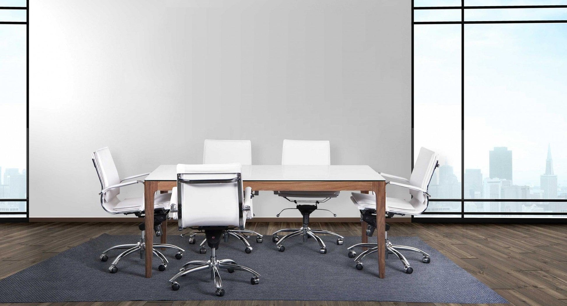 25.99" X 26.78" X 38.39" Low Back Office Chair in White with Chromed Steel Base - AFS