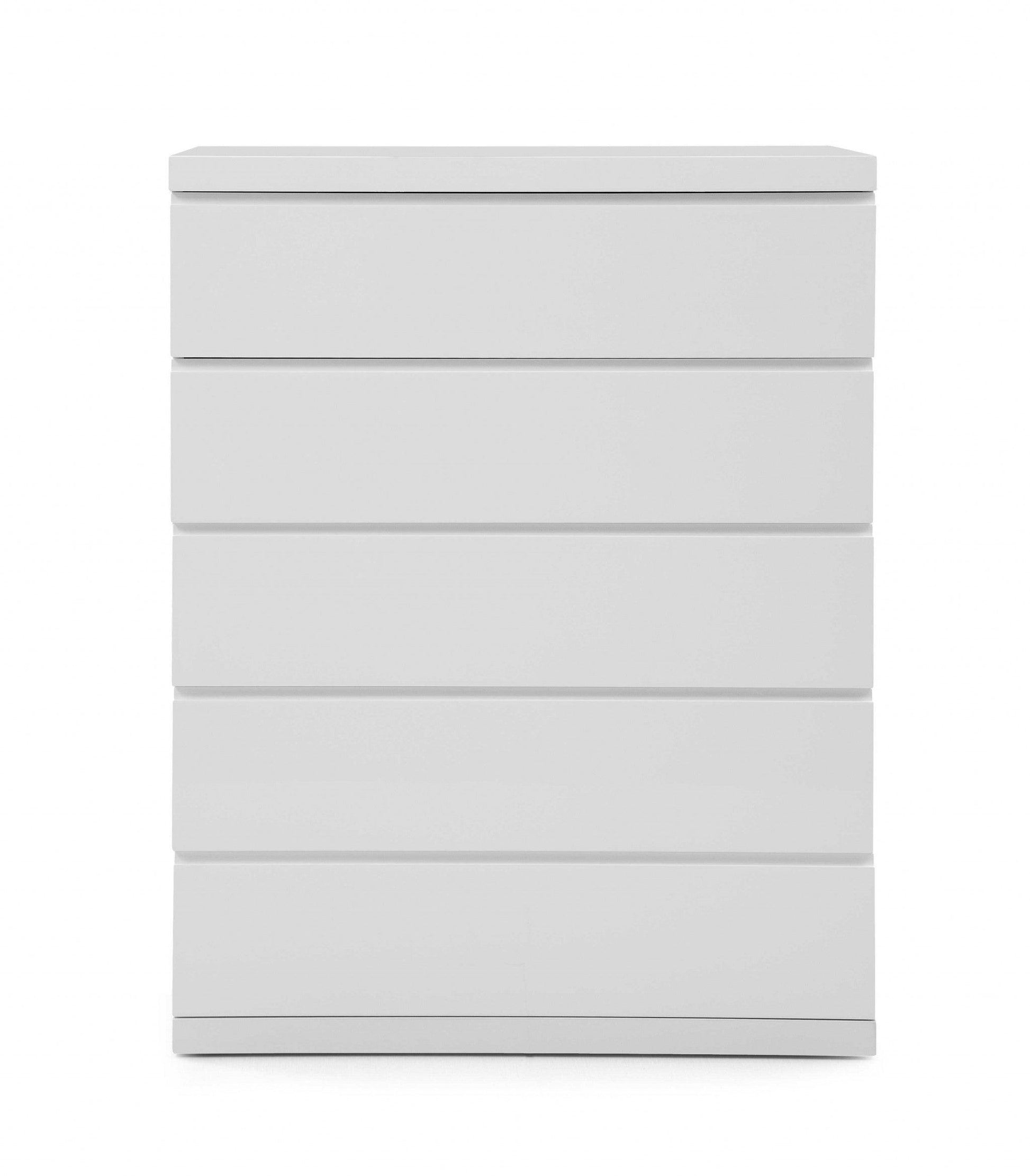 36 X 20 X 47 Gloss White Stainless Steel 5 Drawer Chest - AFS