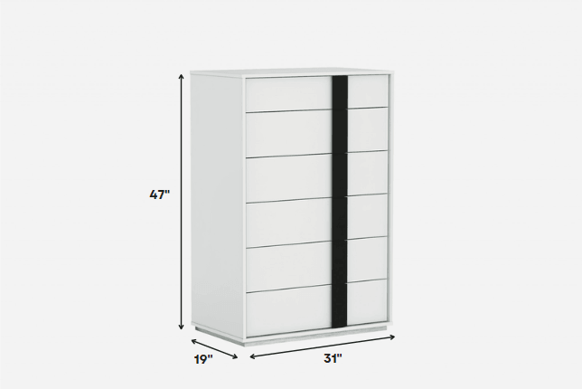 31 X 19 X 47 Gloss White Stainless Steel Drawer Chest - AFS