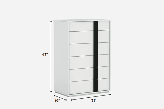 31 X 19 X 47 Gloss White Stainless Steel Drawer Chest - AFS