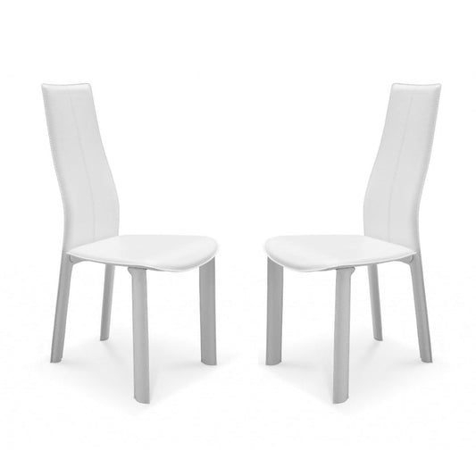 Set of 4 Modern Dining White Faux Leather Dining Chairs - AFS