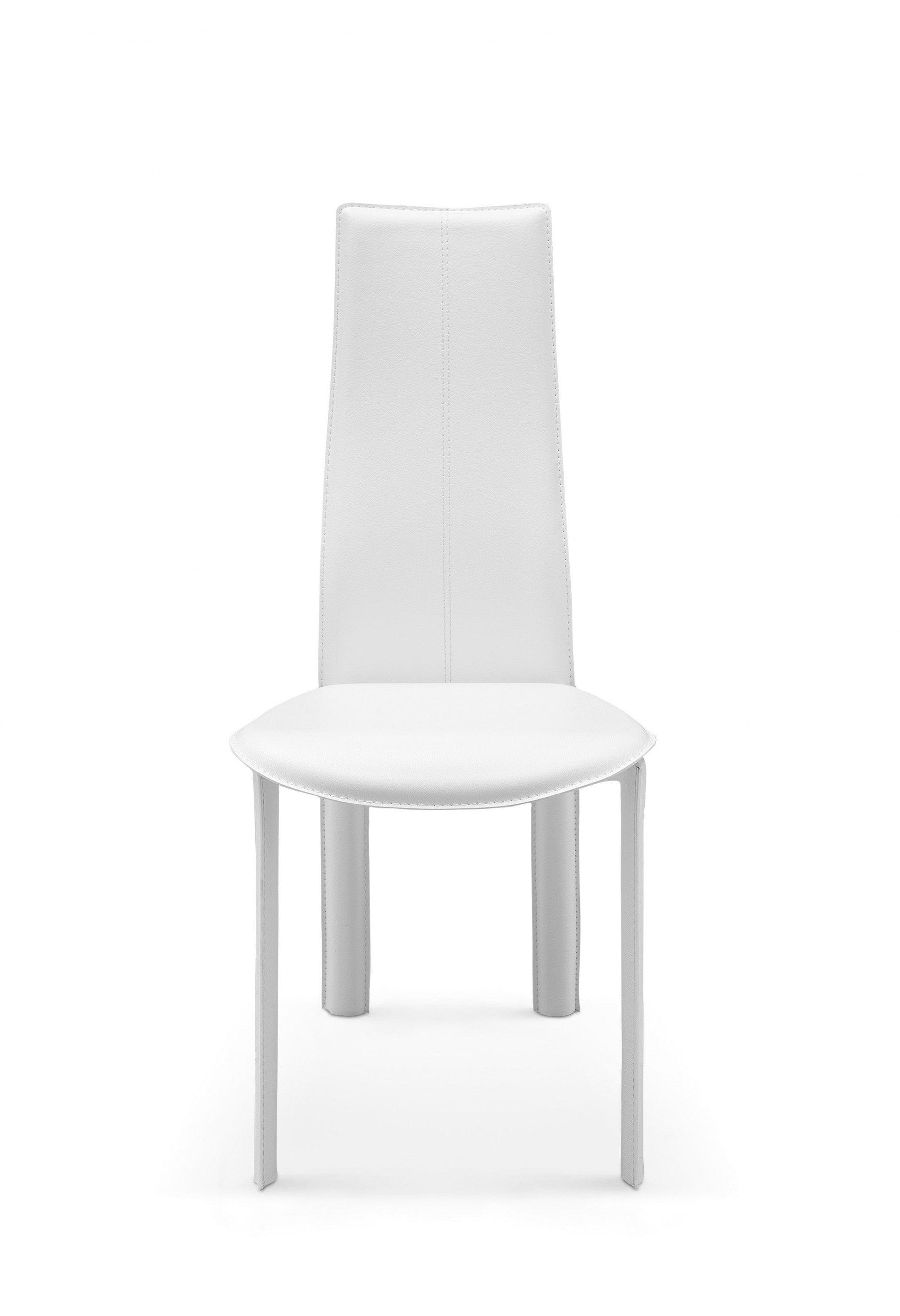 Set of 4 Modern Dining White Faux Leather Dining Chairs - AFS