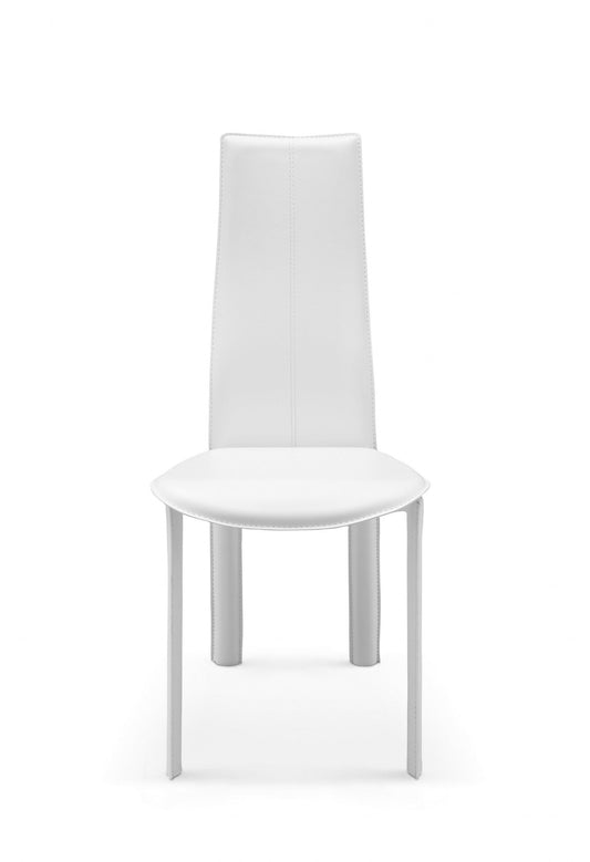 Set of 4 Modern Dining White Faux Leather Dining Chairs - AFS