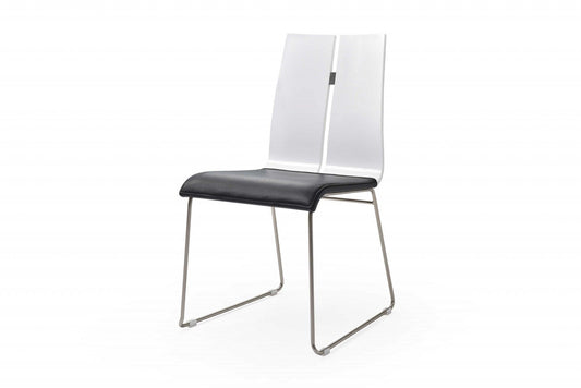 White and Black Faux Leather Metal Dining Chair - AFS