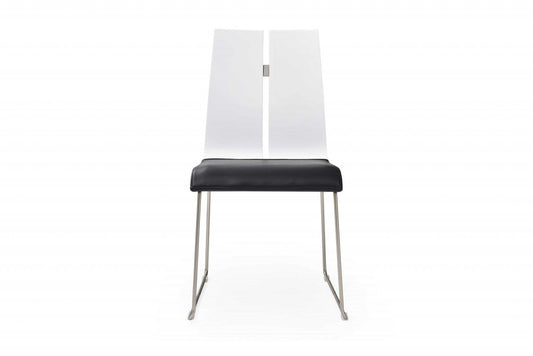 White and Black Faux Leather Metal Dining Chair - AFS