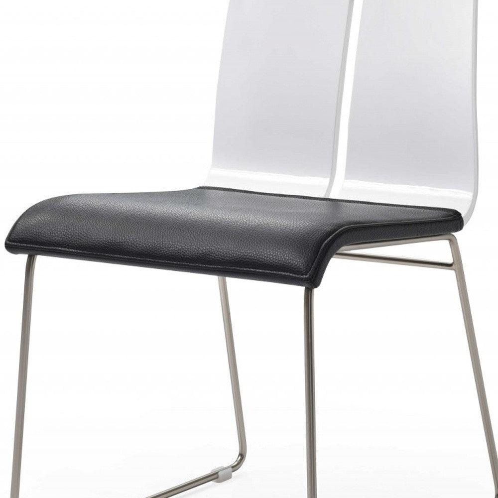 White and Black Faux Leather Metal Dining Chair - AFS