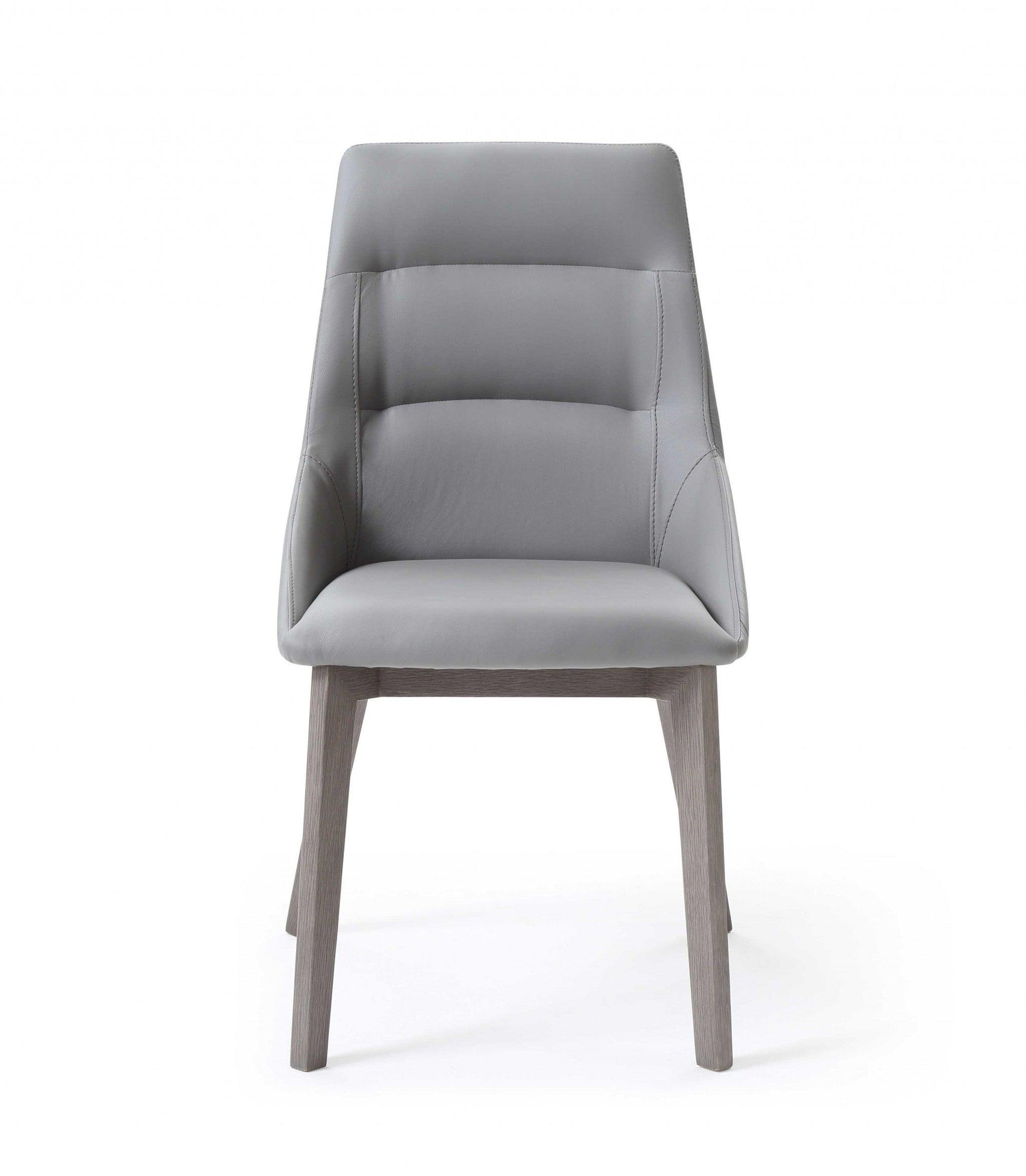 Set of 2 Grey Faux Leather Dining Chairs - AFS