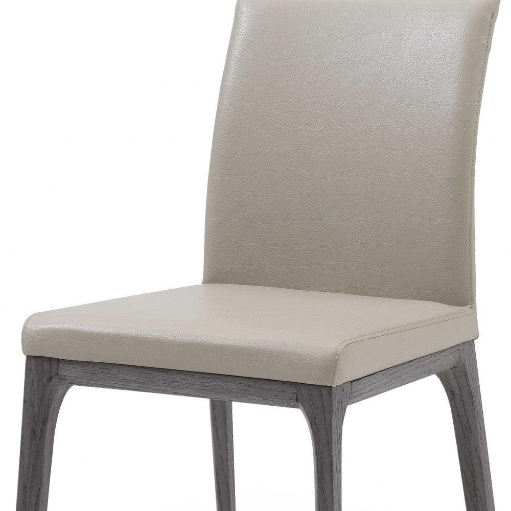 Set of 2 Taupe Faux Leather Dining Chairs - AFS