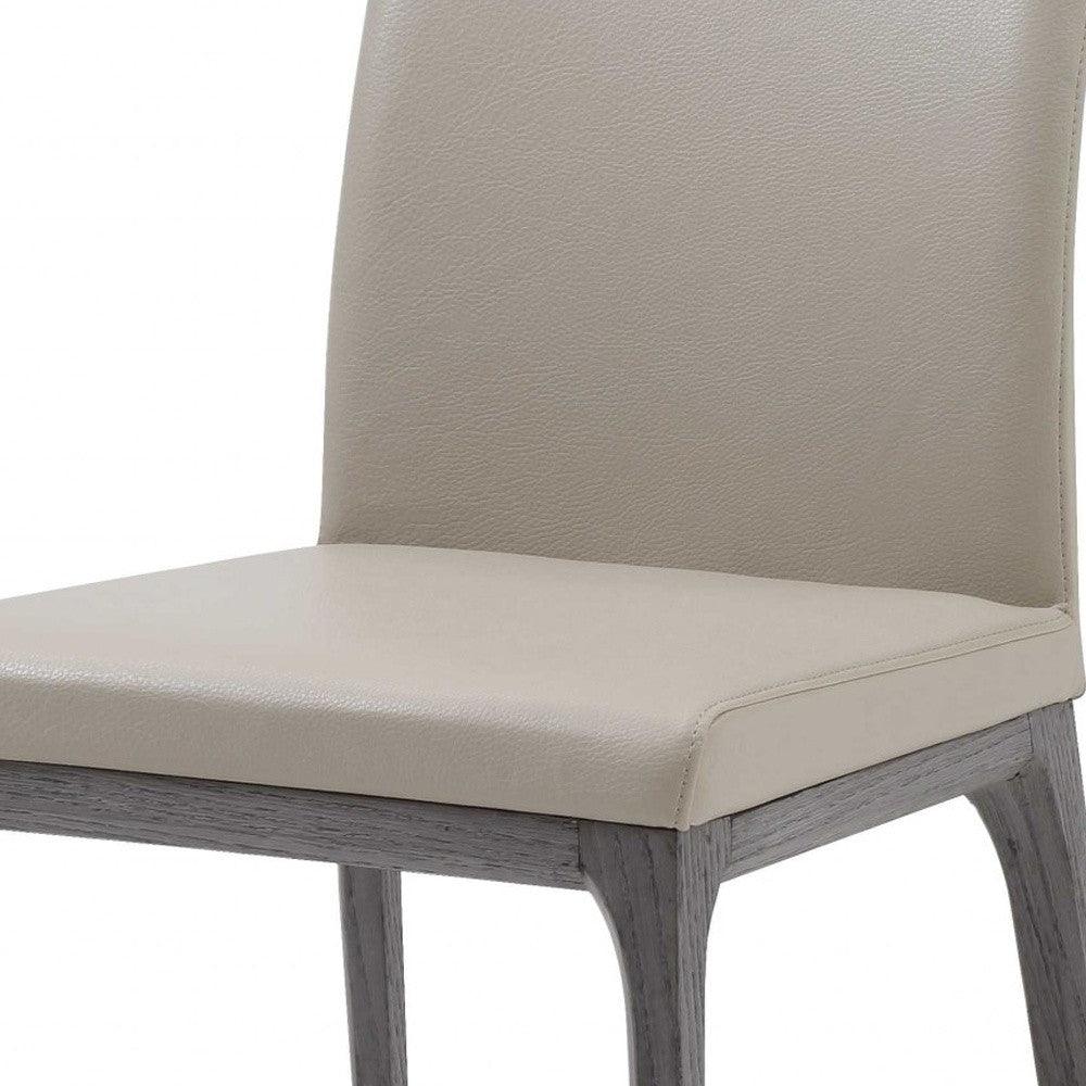 Set of 2 Taupe Faux Leather Dining Chairs - AFS