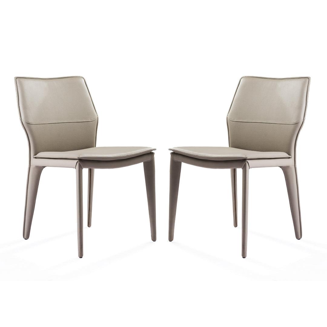 Set of 2 Gray Faux Leather Metal Dining Chairs - AFS