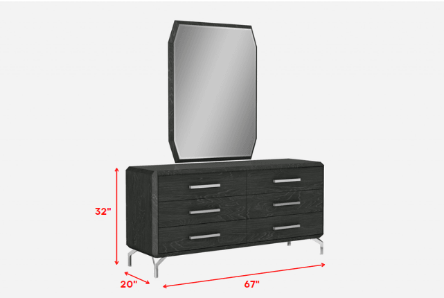 67 X 20 X 32 Clear Glass or Stainless Steel Double Dresser Extension - AFS