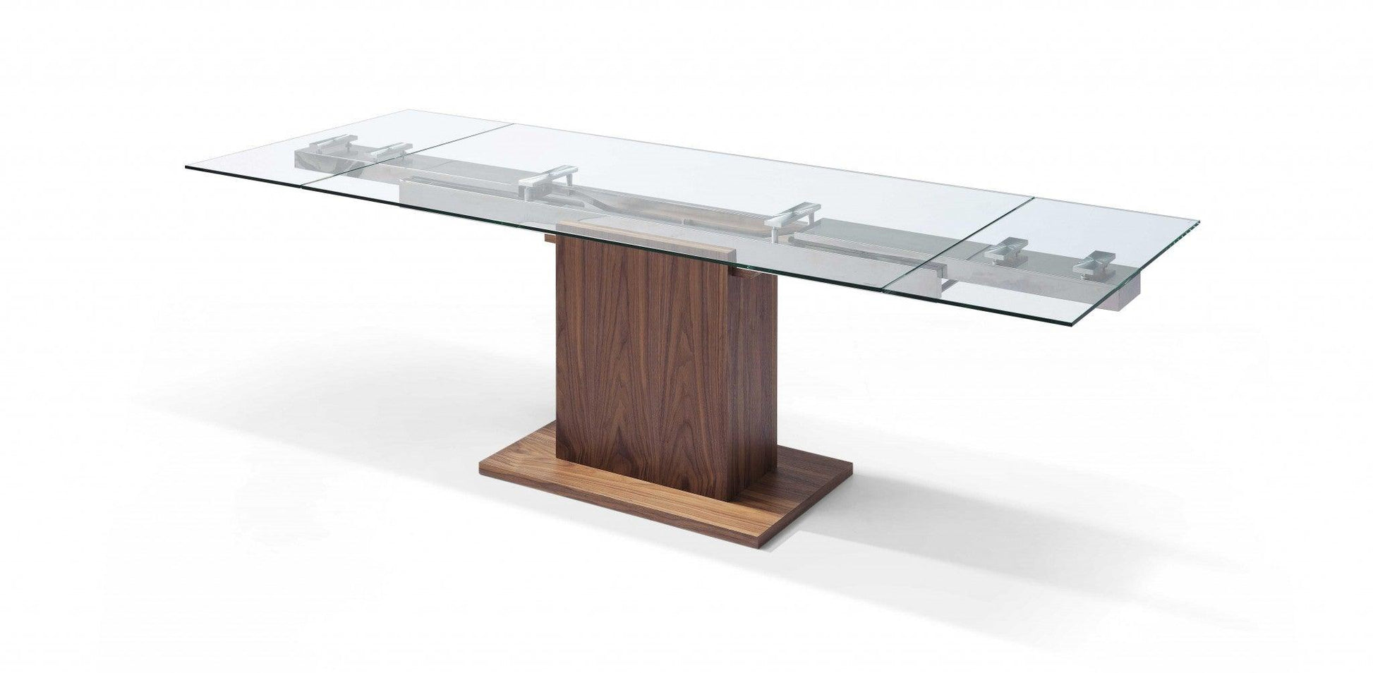 Contemporary Glass Extendable Pedestal Dining Table - AFS