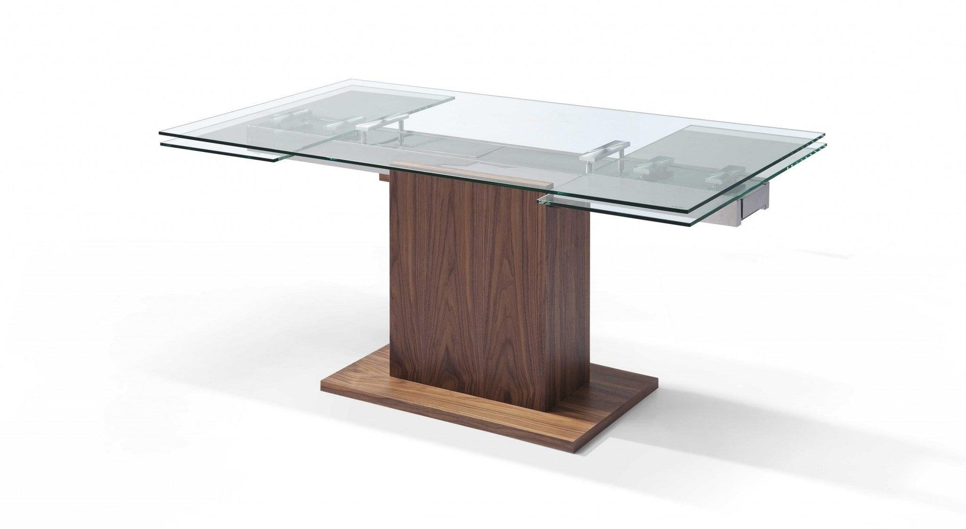 Contemporary Glass Extendable Pedestal Dining Table - AFS