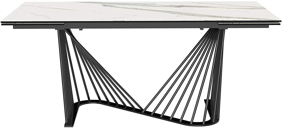 71 X 35 X 30 White Glass Ceramic Dining Table - AFS