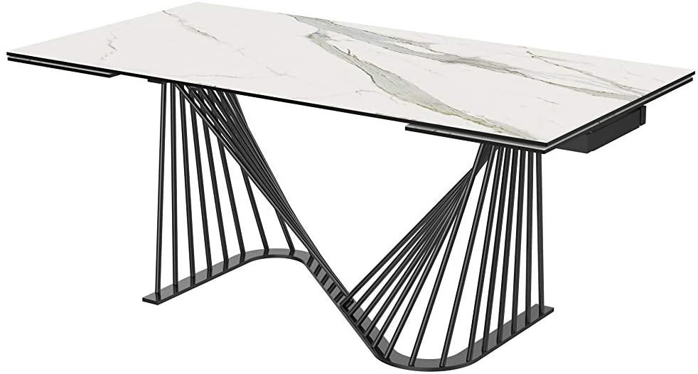 71 X 35 X 30 White Glass Ceramic Dining Table - AFS