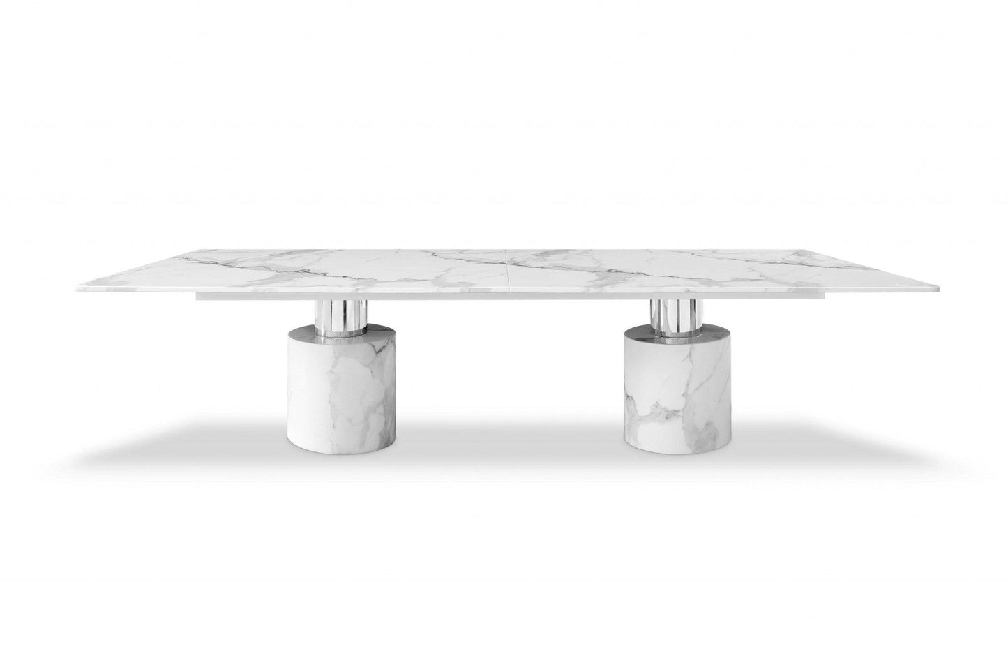 120 X 48 X 30 White Marble Stainless Steel Dining Table - AFS