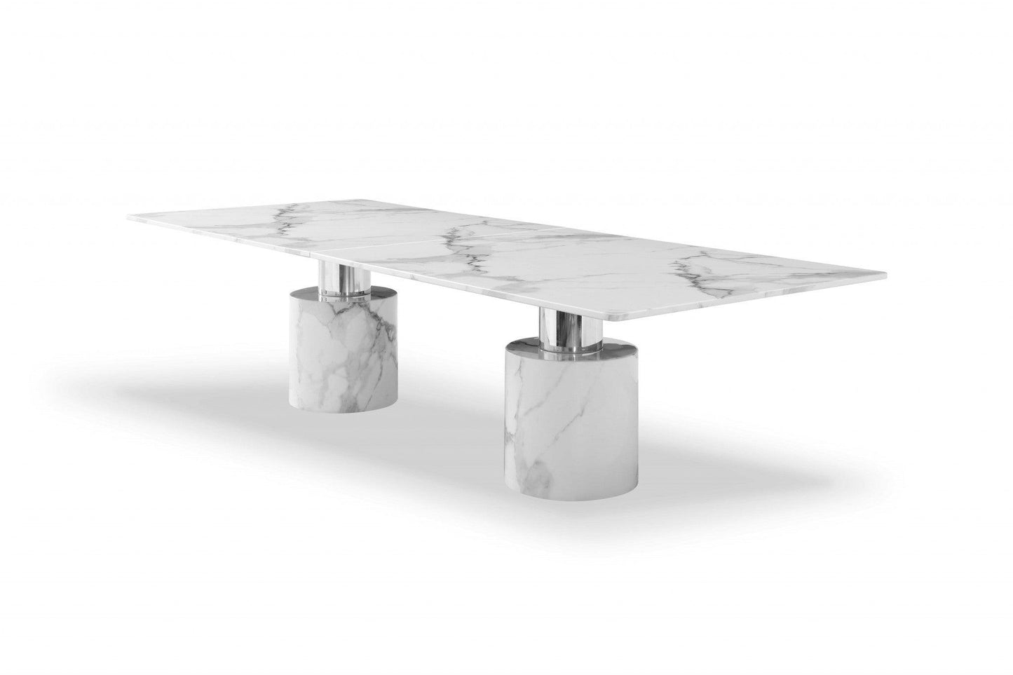 120 X 48 X 30 White Marble Stainless Steel Dining Table - AFS