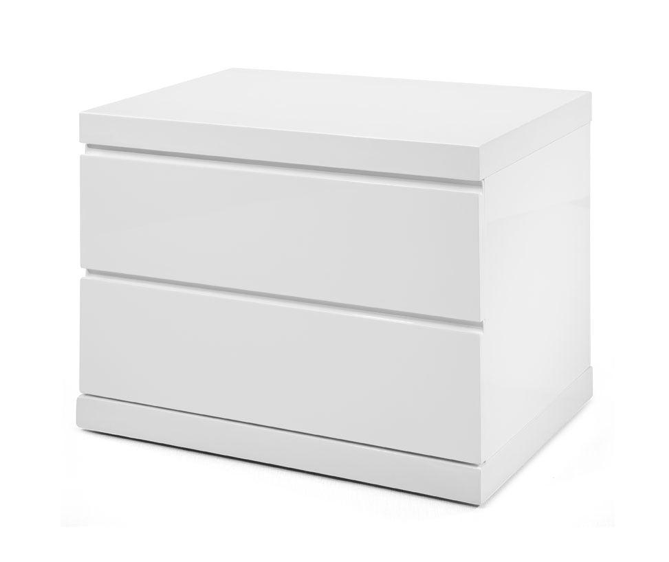 Modern White High Gloss Finish 2 Drawer Nightstand - AFS
