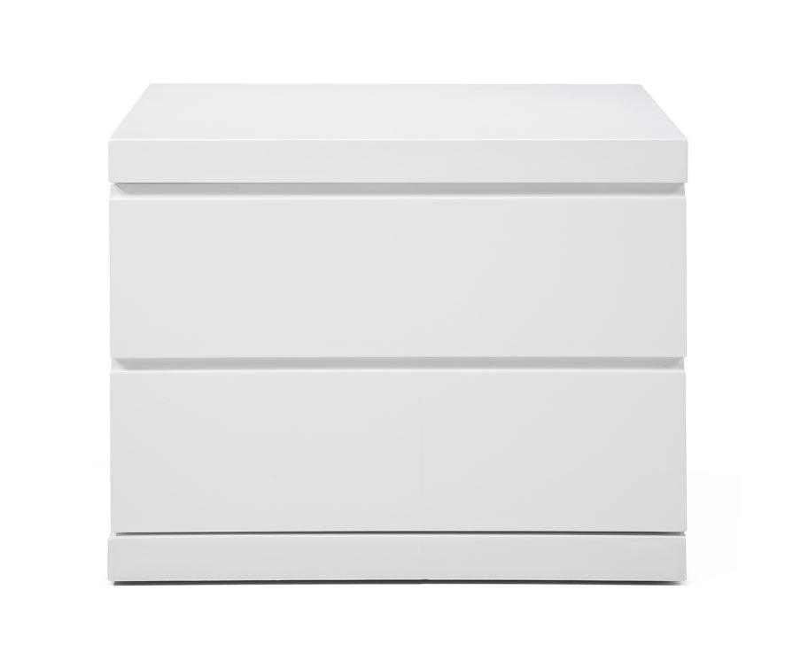 Modern White High Gloss Finish 2 Drawer Nightstand - AFS