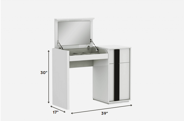 39 X 17 X 30 White iron Vanity Dresser - AFS