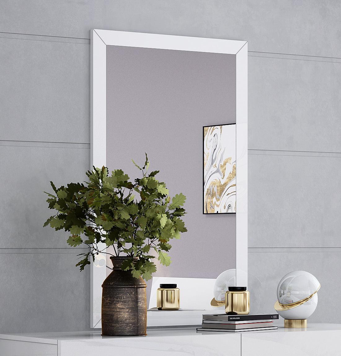 34 X 3 X 50 White Glass Mirror - AFS