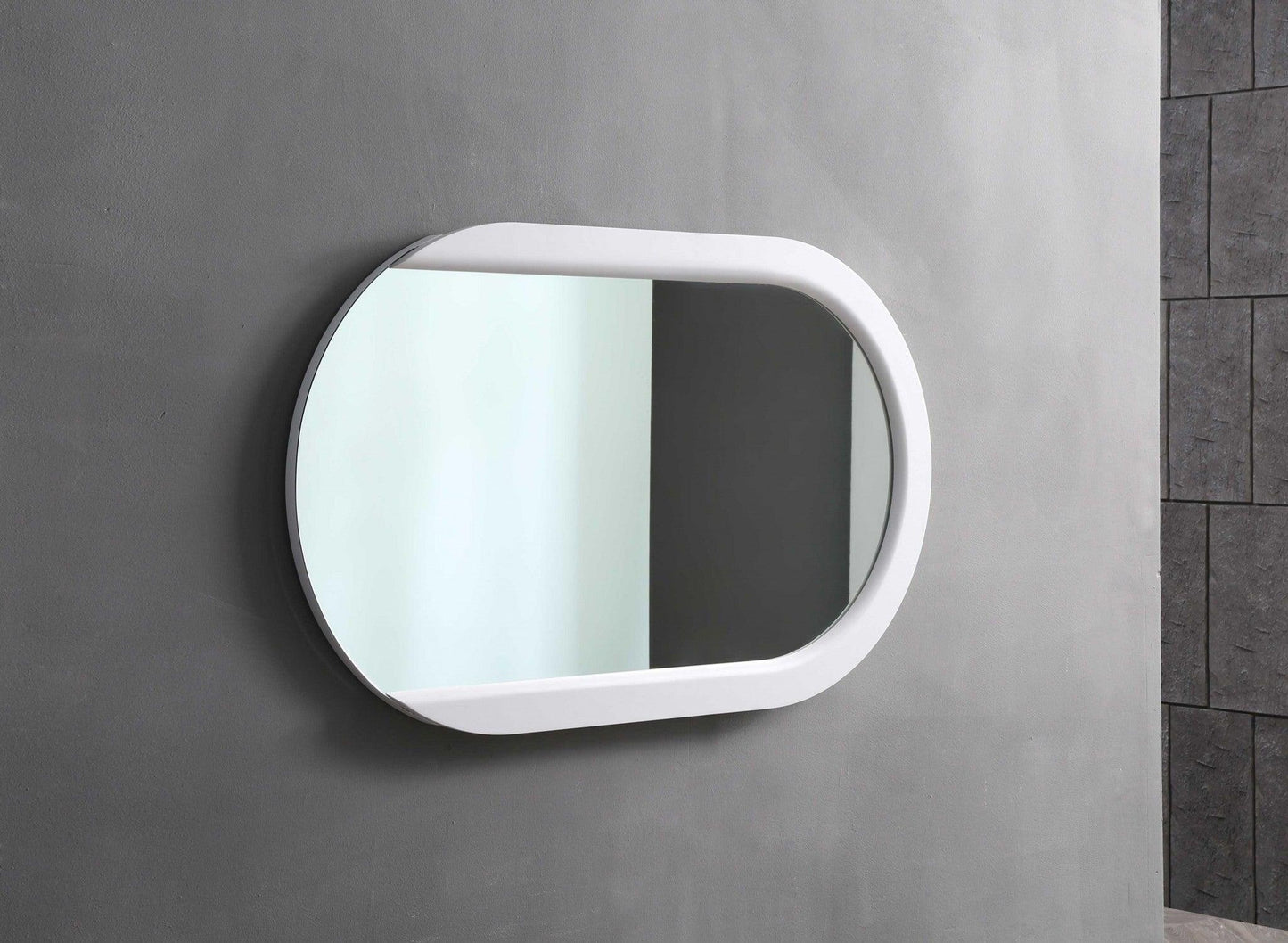 53 X 31 X 2 White Stainless Steel Mirror - AFS