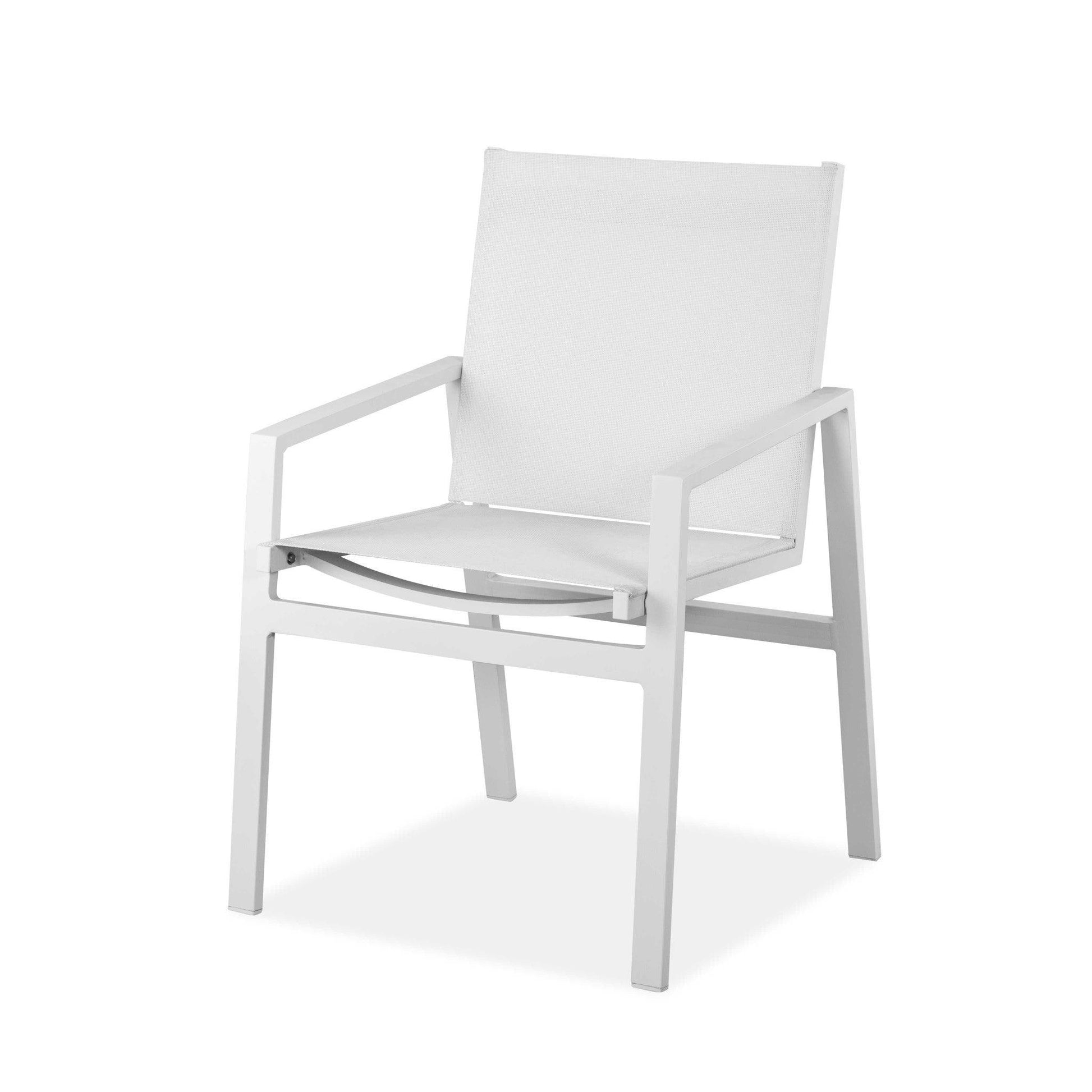 Set of 2 White Aluminum Dining Armed Chairs - AFS