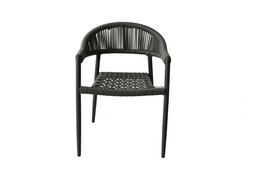 Set of 4 Gray Open Weave Patio Arm Chairs - AFS