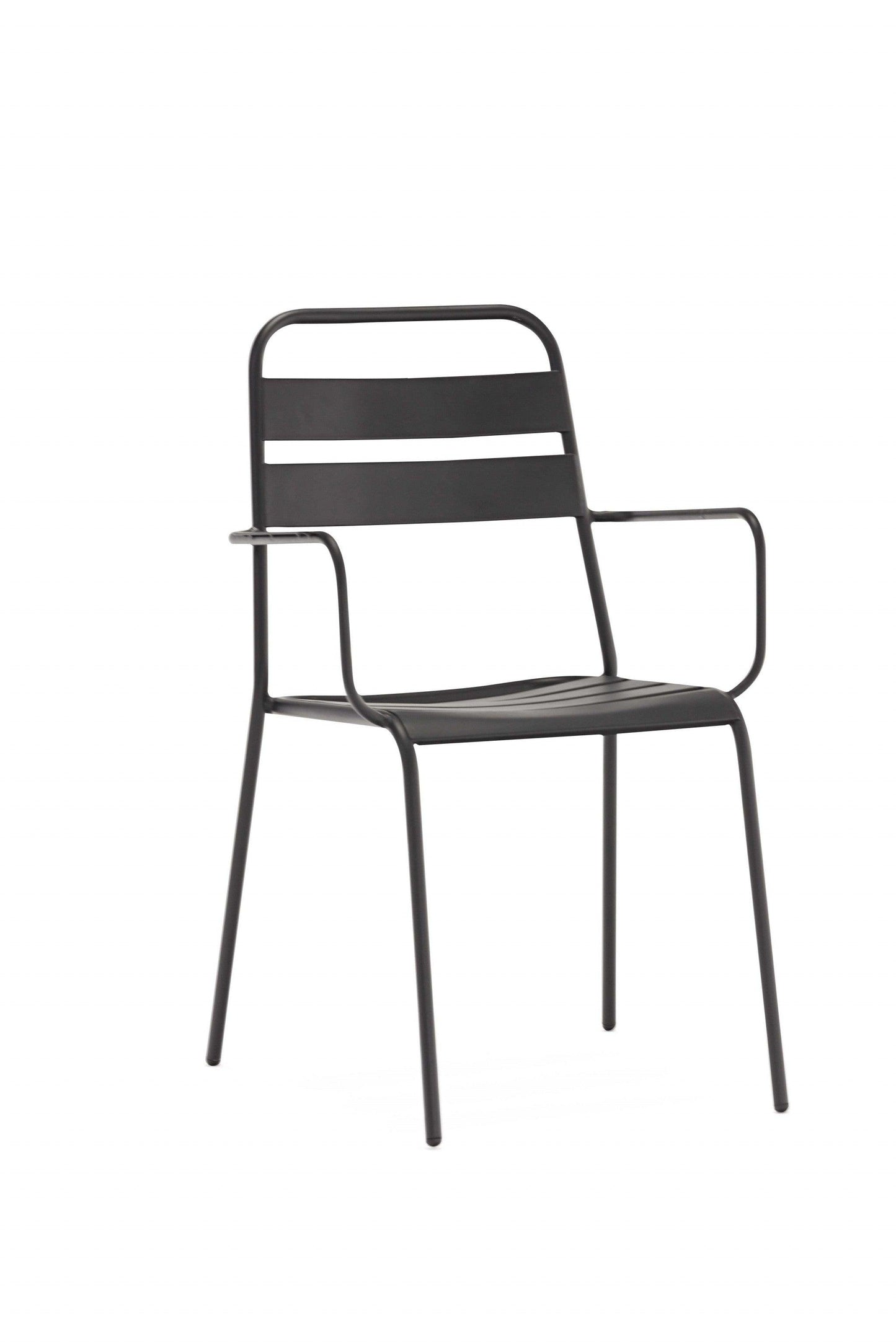 Set of 4 Gray Stackable Aluminum Arm Chairs - AFS