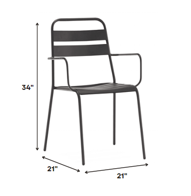 Set of 4 Gray Stackable Aluminum Arm Chairs - AFS