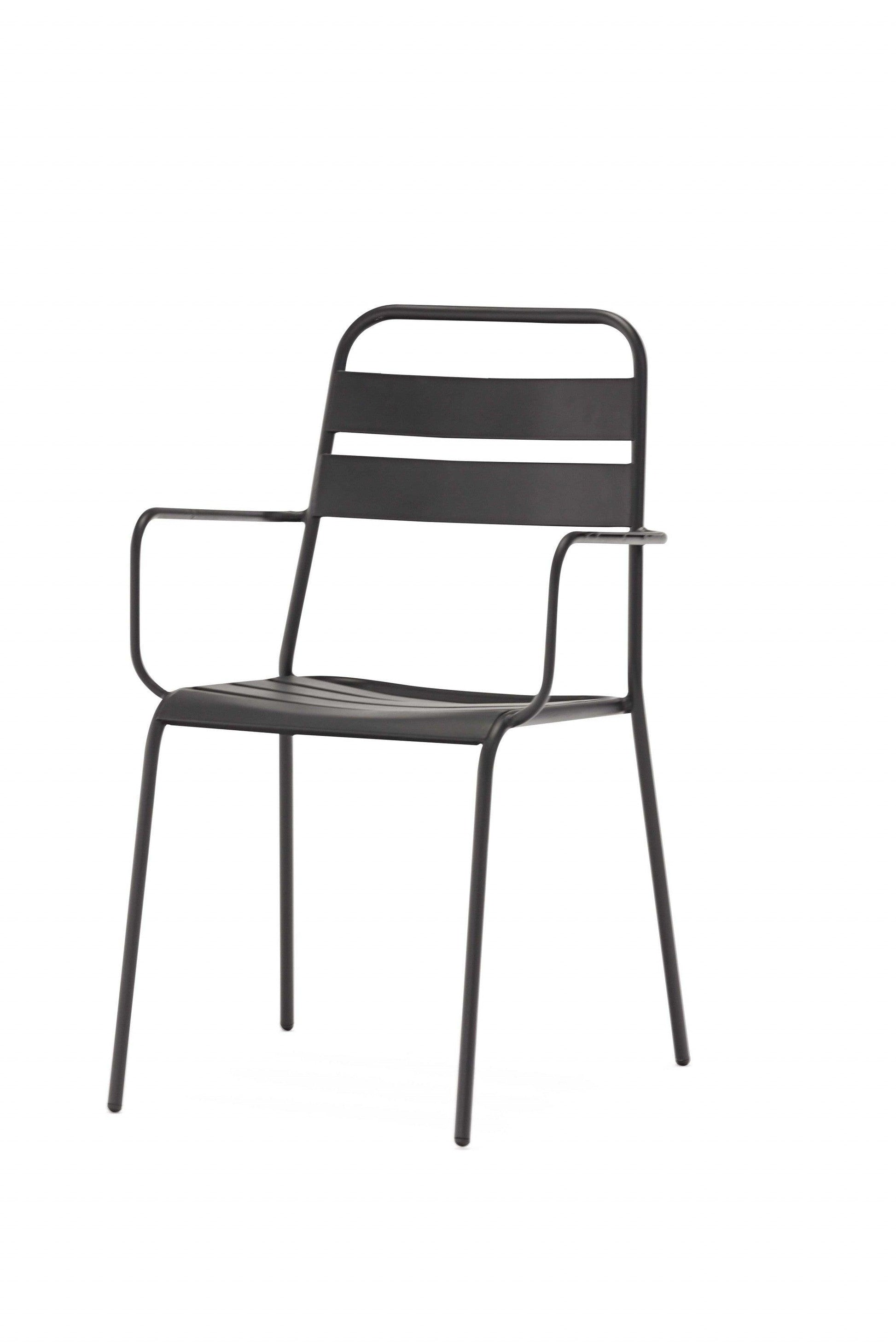 Set of 4 Gray Stackable Aluminum Arm Chairs - AFS