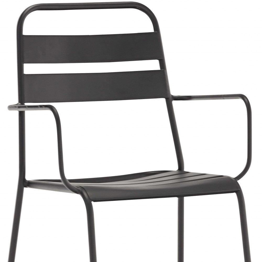 Set of 4 Gray Stackable Aluminum Arm Chairs - AFS