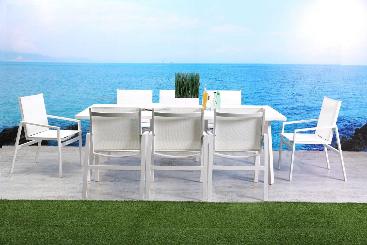 87 X 39 X 29 White Aluminum Dining Table - AFS