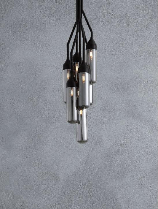 10.5 X 10.5 X 48 Black Carbon Steel Pendant Lamp - AFS