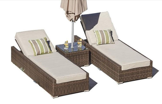 78" X 29" X 28" Brown 3Piece Outdoor Armless Chaise Lounge Set with Cushions - AFS