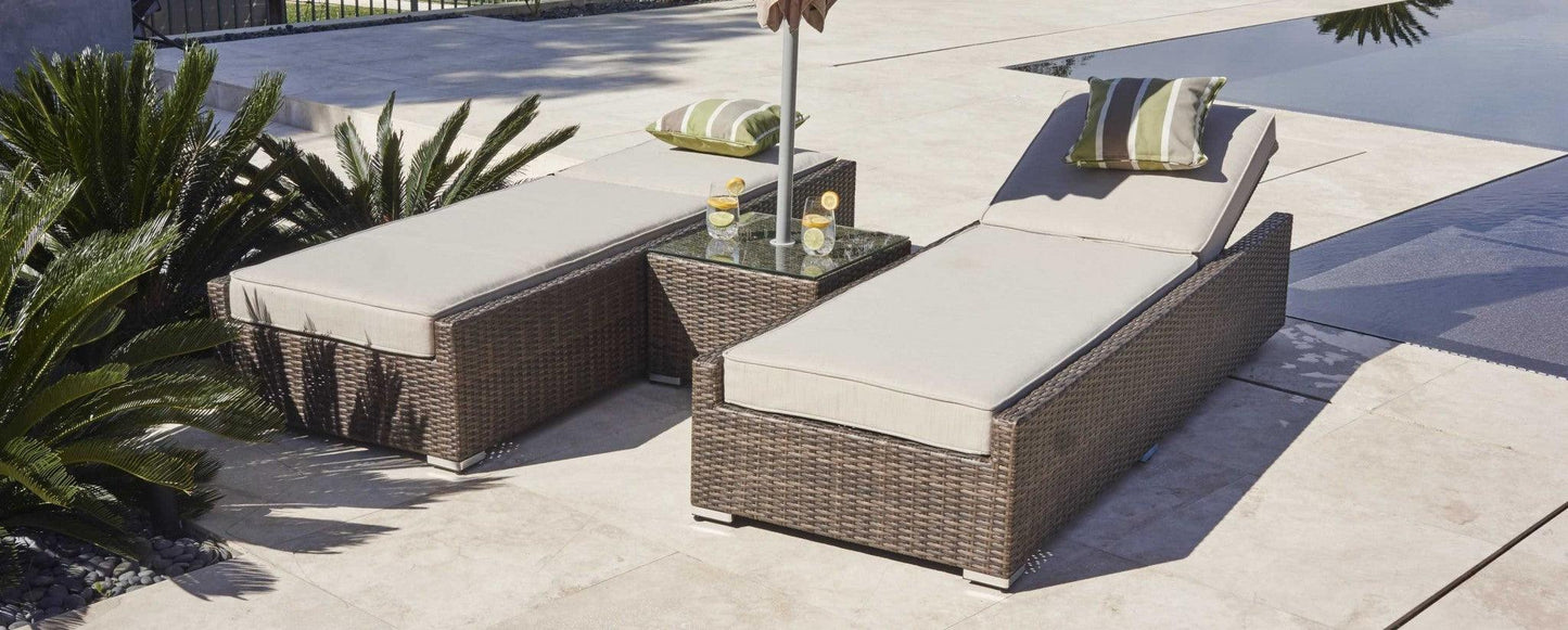 78" X 29" X 28" Brown 3Piece Outdoor Armless Chaise Lounge Set with Cushions - AFS