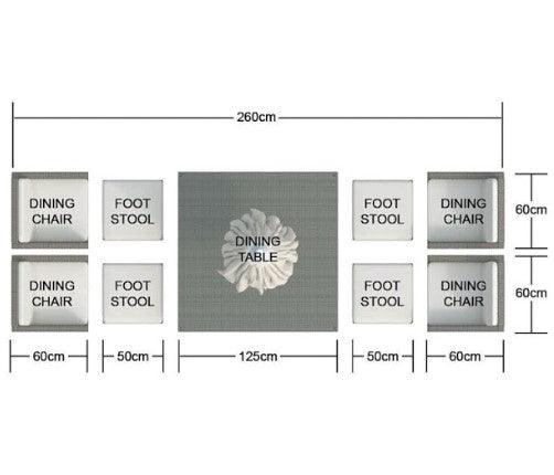 101" X 49" X 45" Brown 9Piece Square Outdoor Dining Set with Beige Cushions - AFS