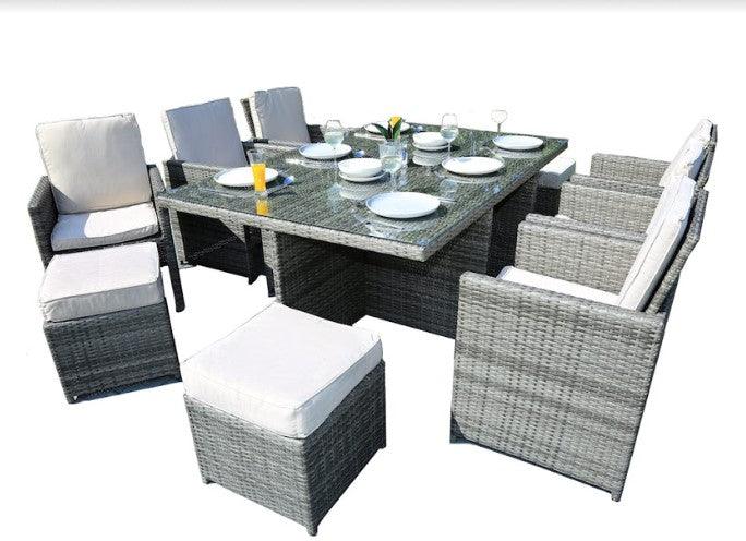 129" X 76" X 46" Gray 11Piece Outdoor Dining Set with Cushions - AFS