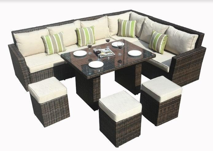 180.96" X 33.54" X 34.71" Brown 8Piece Outdoor Sectional Set with Cushions - AFS