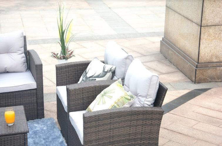 118.56" X 31.59" X 14.82" Brown 6-Piece Patio Conversation Set with Cushions and Storage Boxs - AFS