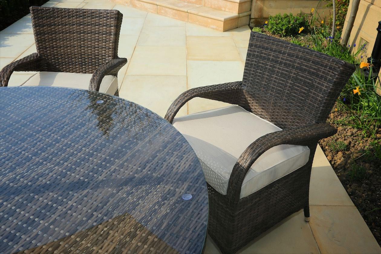 211" X 55" X 32" Brown 7Piece Outdoor Dining Set with Washed Cushion - AFS