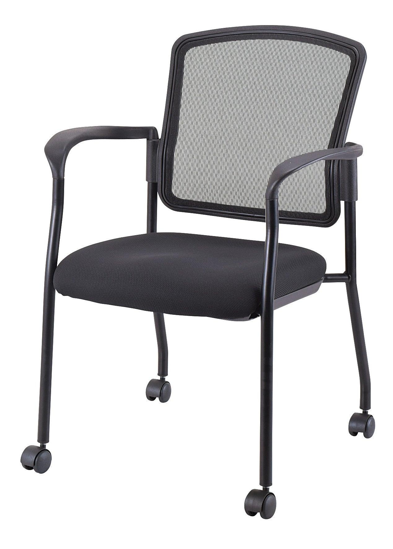 Black Mesh Fabric Rolling Guest Arm Chair - AFS