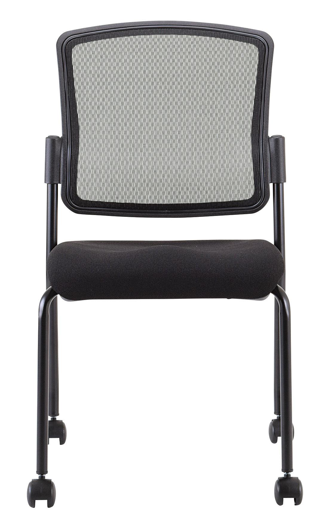 Black Mesh Fabric Rolling Guest Arm Chair - AFS