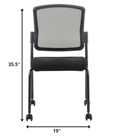 Black Mesh Fabric Rolling Guest Arm Chair - AFS