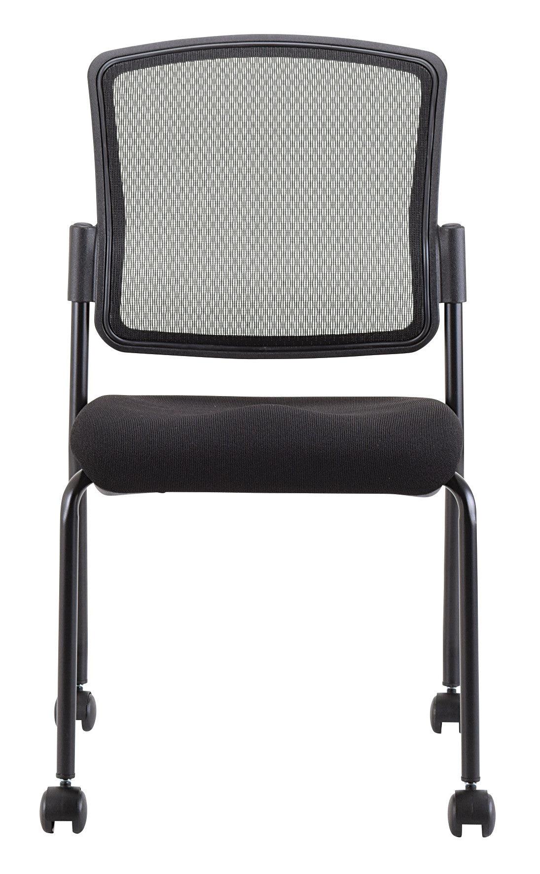 Black Mesh Fabric Rolling Guest Arm Chair - AFS