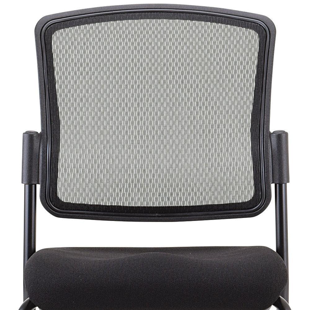 Black Mesh Fabric Rolling Guest Arm Chair - AFS